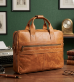 Premium Handcrafted Tan Leather Professional Laptop Bag - Image 2