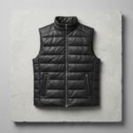 Reeves Black Leather Puffer Vest - Image 2