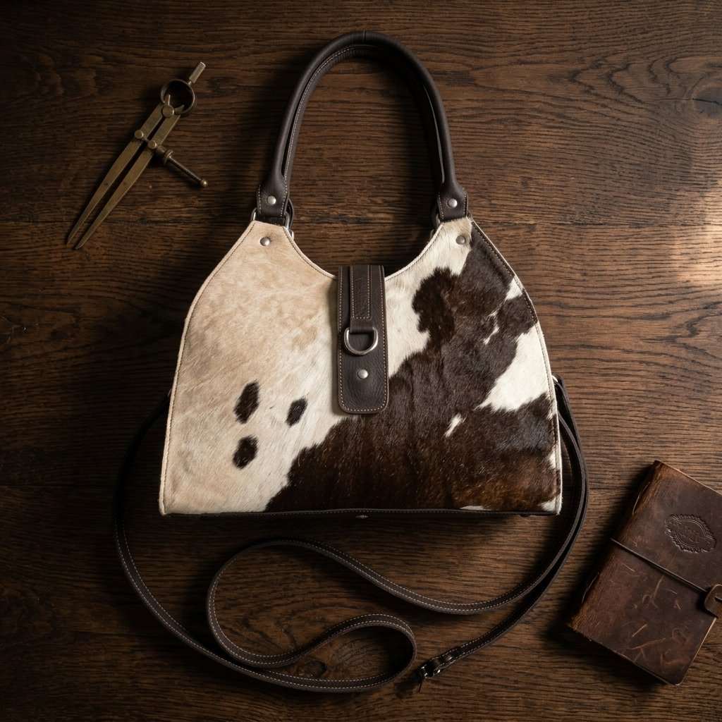 The Dravox Leather Hand Bag Hair-On Satchel - Image 1