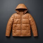 Dravox Tan Hooded Leather Puffer Jacket - Image 2