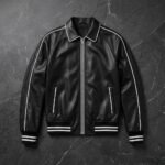 Dravox Cooper Black Leather Varsity Jacket - Image 2