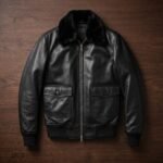 Dravox Black Leather Bomber Jacket - Image 3