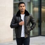 Dravox Black Leather Bomber Jacket