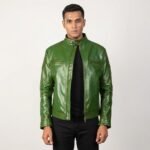 Dravox Green Leather Biker Jacket - Image 2